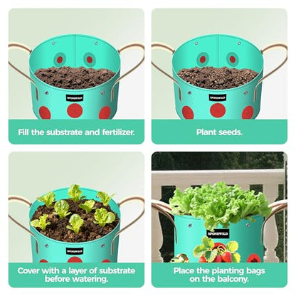 7 Pcs 1 Gallon Grow Bags, PE Plant Pots with 8 Breathable Holes - size: 1 gallon, style: Dot_Grow_Bags