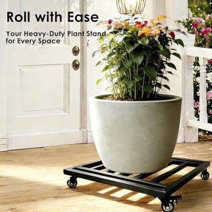 22" Plant Caddy with Wheels Heavy Duty,600Lbs Large Metal Plant Rollers with Wheels,Rolling Square Plant Stand with Industrial Casters,Rust-Proof Plant Dolly for Large Planters,Pots,2-Pack - size: 22 Inch-2 Packs