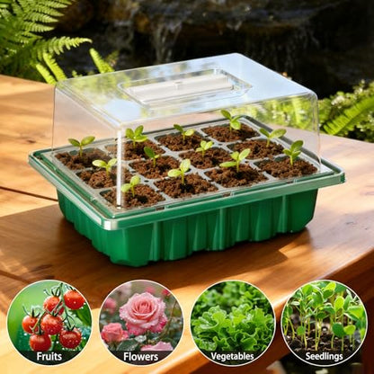 2026 Seed Starter Trays with Grow Lights and Heat Mat, 36 Extra Large Cells Plant Starting Kit, 4 Timing Set ,Humidity Domes Heightened Lids for Greenhouse Germination Seeds Growing Starting (3PACK)