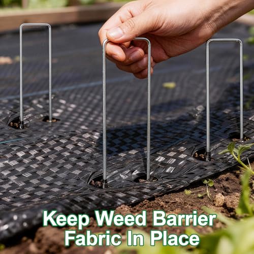 50 Pack Landscape Staples Galvanized - 6 Inch 11 Gauge Plant Cover Stakes for Securing Weed Barrier Fabric, Lawn Staples Tent Stakes Garden Stakes Fence Stakes Landscaping Fabric Ground Stakes - color: Silver