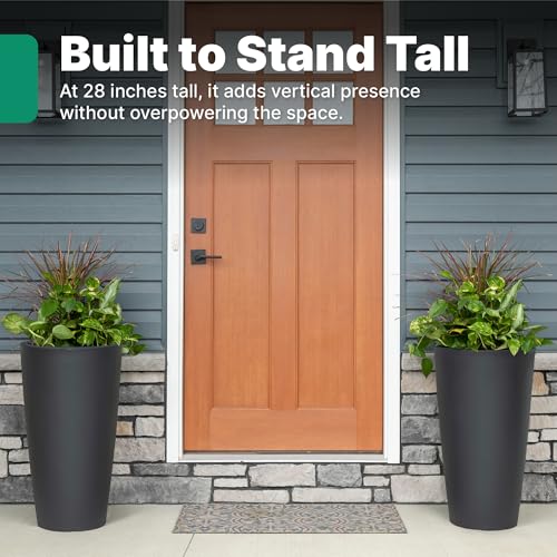 Step2 Tremont Tall Round Tapered Planter 2-Pack, 28 in Resin Planters, Self-Watering, Onyx Black - color: Onyx Black, size: 2-Pack