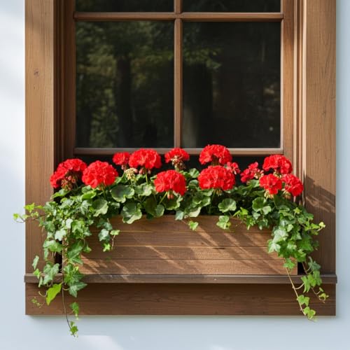 Handmade Rustic Cedar Herb Window Planter Box – Wooden Window & Railing Planter for Indoor or Outdoor Use, Made in USA (12) - size: 12 Inch