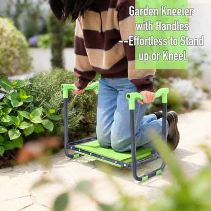 Folding Garden Stool and Kneeler, Heavy Duty Garden Kneeler and Seat, Kneeling Device for Gardening, Gardeners and Seniors (Green) - color: Green