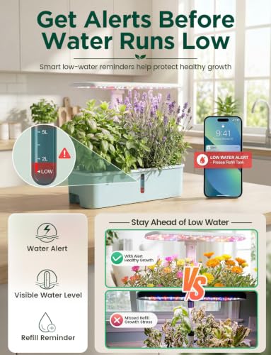 LetPot LPH-Air Hydroponics Growing System Kits, APP & WiFi Controlled Smart Indoor Garden with Adjustable 24W Grow Light Full Spectrum, 10 Pods Planter Indoor Gardening for Gifts, Kitchen, Vegetable - size: 10 Pods-Green