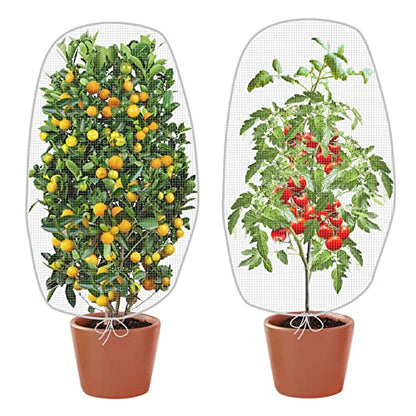 Alpurple 2Pcs 4.6 x 3.9 Ft Garden Plant Netting Mesh Barrier Bags- Fruit Tree Net with Drawstring- Tomato Plant Protective Netting Cover for Protect Plant Fruits Citrus Flower from Insect Bird Eating - color: 2 Pcs, size: 4.6x3.9 ft