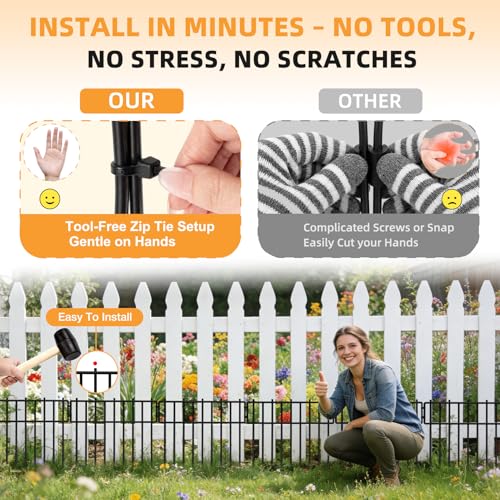 HIHADUUM 27.07ft Animal Barrier Fence - Garden Fence Animal Barrier 1.2" Gap & 3.75mm Thick Steel No Dig Fence Panels for Barrier, Dog Fence Outdoor for Yard, Garden Fencing and Garden Edging Border - size: 27.07 ft(L) X 13 in(H), 25 Pack