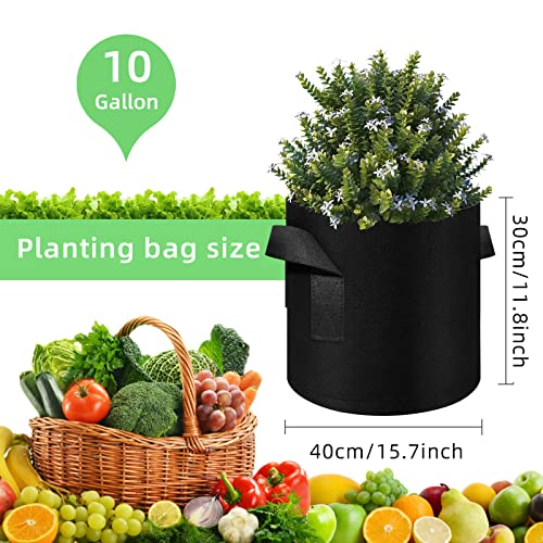 10 Gallon Garden Grow Bags, 30 Pack 10 Gal Planter Bags Fabric Pot Bags, Nonwoven Grow Bags Heavy Duty Aeration Pots with Handles, Garden Fabric Planters for Vegetables Flowers (Black) - color: Black-30 Pack
