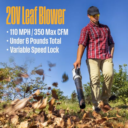 Westinghouse 20V Cordless Leaf Blower, 350 CFM, 110 MPH + 2-in-1 Cordless String Trimmer and Edger, 12 Inch Cutting Path with 4.0Ah Battery and Charger - style: Leaf Blower/String Trimmer Kit