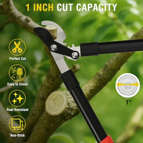 Yesker 19" Loppers Heavy Duty Branch Cutter Sharp Steel Blade Tree Trimmer up to 1" Diameter Cut Capacity Powerful Gear Action Lightweight Bypass Loppers Tools for Tree Trimming Garden Maintenance - size: 19" Loppers