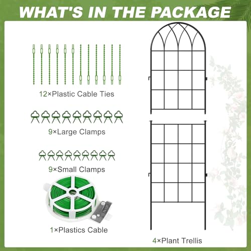DoCred 4 Pack Garden Trellis for Climbing Plants, 71 Inch Metal Trellis - color: Black, size: 71''H x 20''W/4 Pack