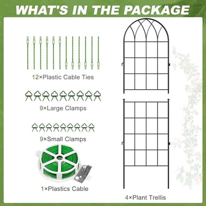 DoCred 4 Pack Garden Trellis for Climbing Plants, 71 Inch Metal Trellis - color: Black, size: 71''H x 20''W/4 Pack