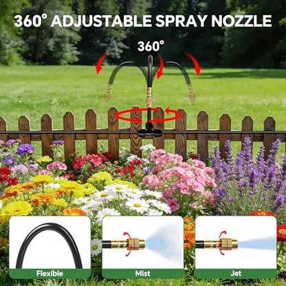 260FT Drip Irrigation System for Garden with 38pcs Adjustable Copper Nozzles & Emitters, Automatic Garden Watering System with 1/2" & 1/4" Tubing for Raised Bed, Yard, Greenhouse, Potted Plants, Lawn - size: 63FT 1/2'' Main Tube + 197FT 1/4'' Drip Tube