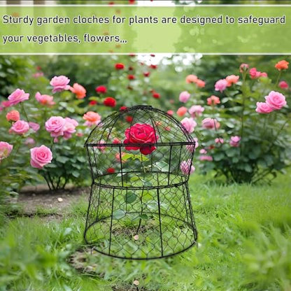 Garden Cloches for Plants 2 Pack Metal Plant Protectors from Animals Chicken Wire Cloche Updated Plant Cages for Outdoor Plants Vegetables Seedlings 13" D x 14" H - style: 2 Pack