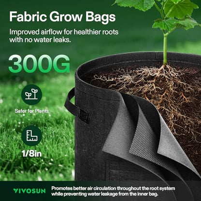 VIVOSUN 5-Pack 7 Gallon Potato Grow Bags, Roll-up Harvest Window - color: Black, size: 7 Gallon