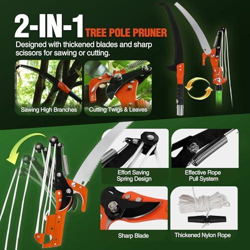 Pruning Shears, 27ft Extendable Tree Pruner - style: 5.5FT-27.5FT - Sectional Pole with 2 Saws & Pruner Saw