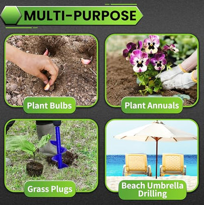 Auger Drill Bit for Planting - 3.5"X16" Heavy-Duty Garden Auger Spiral Drill Bit - Bulb Planter Tool & Auger Post Hole Digger - 3/8" Hex Drive Drill - size: 3.5"x16"(Blue)