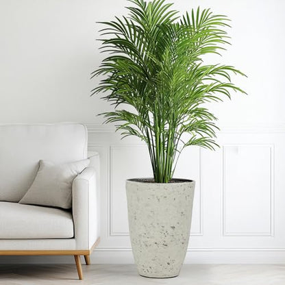 Autodaya 19.5" Resin Tall Planters for Outdoor Plants, Set of 2 Flower Pots - color: Country Round White-19.5"