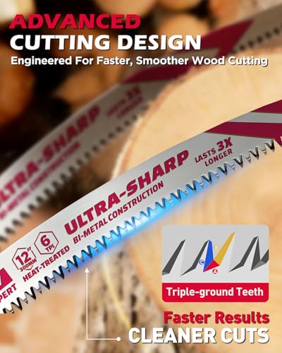12 Inch Japanese Teeth Reciprocating Saw Blades, 6TPI Arc Edge Wood Pruning Saw Blades Set with Storage Box for Tree Trimming, Wood Cutting, 5 Pack - color: 5-Pc 12" Precision Pruning