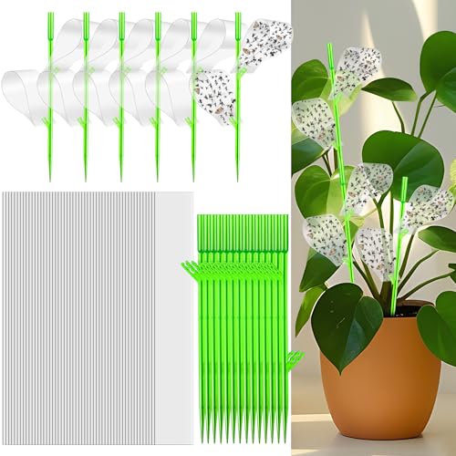 100 Pcs Gnat Sticky Traps for Plants, Sticky Traps for Gnats with 20 Stakes to Control, Aphids, Plant Bug, Mosquito Bits and Whiteflies(Transparent) - color: Transparent