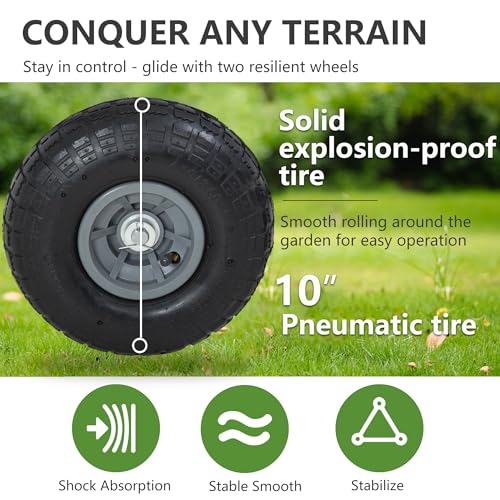 PayLessHere | Garden Hose Reel Cart | Holds Upto 300ft of 5/8" Hose | Tan - color: Tan