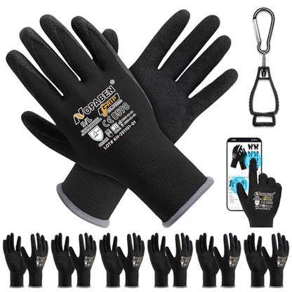7 Pairs Safety Work Gloves Seamless Nylon Knit MicroFoam Nitrile Coated - size: Large, style: 7 Pairs,black