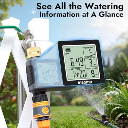 Sprinkler Timer with Brass Inlet & Outlet, Water Timer for Garden Hose with Auto/Manual/Rain Delay Mode, Easy Setup Hose Timers for Lawn, Garden, Vacation Watering,1 Outlet - size: 1-Zone-TT