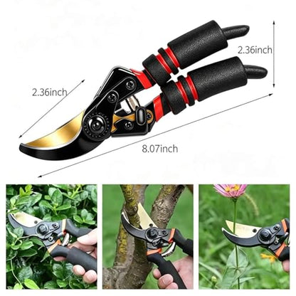 Heavy Duty Titanium Bypass Pruning Shears, Sharp Garden Clippers with Ergonomic Non-Slip Handle, Professional Hand Pruners for Tree Branches, Flowers, Shrubs & Gardening