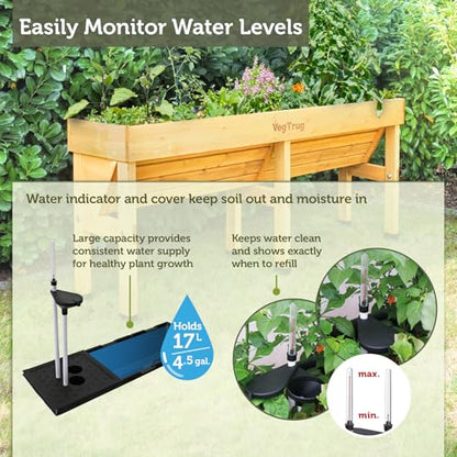 VegTrug Self Watering Kit for Wall Hugger Medium 1.8m Planter, Black - Reservoir System with Water Level Indicator, Prevents Overwatering, Easy Fill Tube & Funnel, Durable Plastic Construction - size: Medium 1.8m
