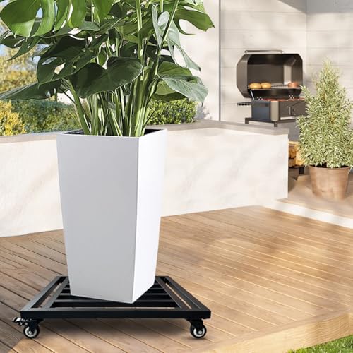18" Metal Plant Caddy with Wheels Heavy Duty,Square Large Plant Stand Indoor Outdoor Use,Rolling Plant Dolly with Industrial Casters,Rust-Proof Black Plant Tray for Large Planters Pots,2-Pack - size: 18 Inch-2 Packs