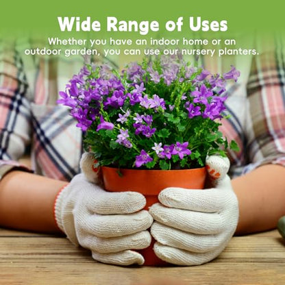 HOSTIC 8 Inch Nursery Pot Seedling Pot Plant Container Seed Starting Pots Multipurpose Plastic Pots 100 Packs - size: 8 Inch