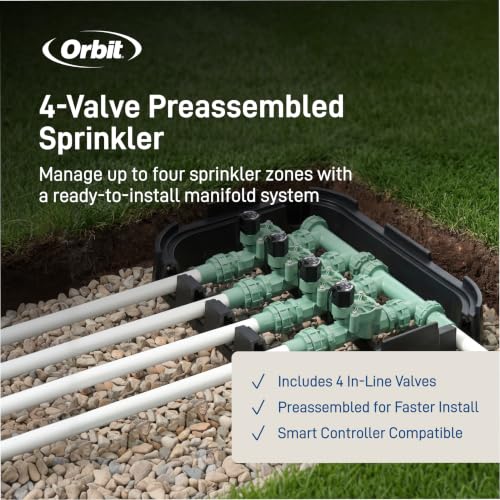 Orbit 4-Valve Heavy Duty Preassembled Sprinkler Manifold - 57257 - size: 4-Valve, style: 4-Valve