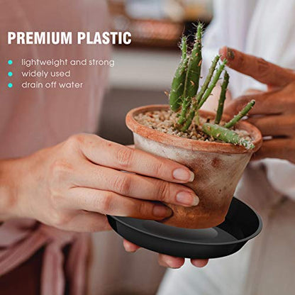 6 Pack Plant Saucer 6 8 10 Inch Plastic Plant Tray, Sturdy and Durable Flower Pot Container Accessories Plant Pot Saucers for Indoor and Outdoor (6 8 10 Inch, Black) - size: 6 8 10 Inch