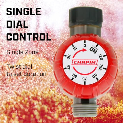 Chapin 41004: Mechanical Water Timer, Up to 120 Minutes of Watering, for Lawn and Gardens, Fits Standard Garden Hoses, Red/Gray - style: Mechanical Timer