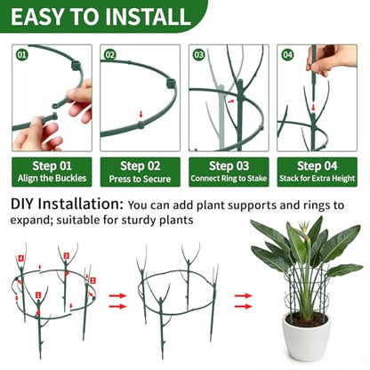 30Pcs Stackable Plant Support Stakes, Plant Stakes for Monstera Plant Stem Supports for Indoor Plants, Includes Garden Wire, Ties & Cutter for Pothos, Money Plant, Vines, Outdoors