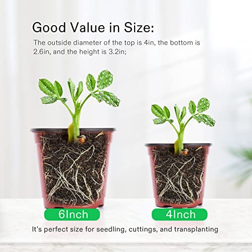 VIVOSUN 100 Pcs 4 in Plastic Plant Nursery Pots, Seed Starting Pots - size: 4 inch