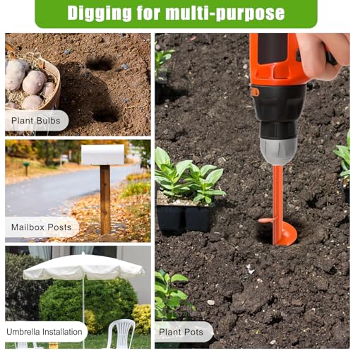 Insaga Garden Auger Drill Bit for Planting, Drill Augers for Digging Holes, Auger Post Hole Digger fits 3/8'' Hex Drive Drill, Perfect for Planting Bulbs and Potted Plants (1.6''x16''+3.5''x16'') - size: 1.6''x16''+3.5''x16''
