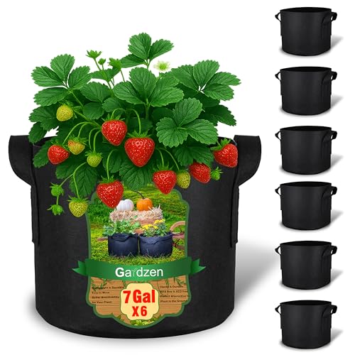 Gardzen 6-Pack 7 Gallon Grow Bags - size: 7 Gallons