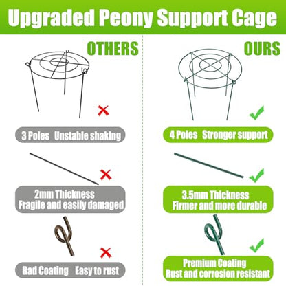 8 Pack Peony Cages and Supports, 11.5" Dx16 H Metal Plant Supports - size: 11.5" Wx16" H-8 Pack