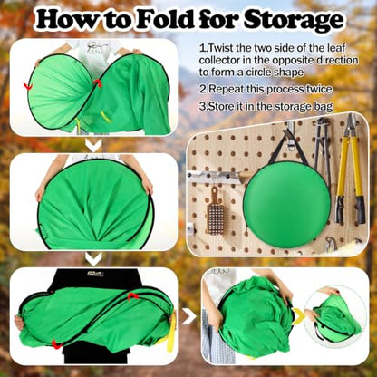 Fourluoo 70 Gallon Leaf Collector, Portable Pop up Leaf Bags and Gloves - style: Simple