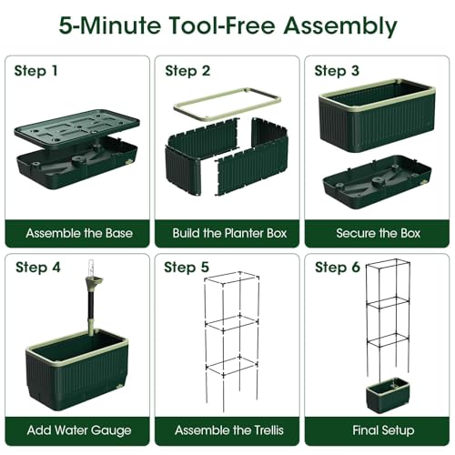 2 Pack 51" Self Watering Planter Box with Trellis, Tomato Planter Trellis for Raised Garden Bed, Tomato Cage with Visual Water Indicator, Indoor Outdoor Tomato Cages for Garden Patio - style: 2 Pack