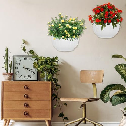 AKOLAFE 8 Pack Vertical Wall Planters for Indoor Plants Living Wall Planter Outdoor Walls Plant Holder with Hook White Walls Hanging Planter Resin Flower Pot Basket for Garden Railing Balcony Fence