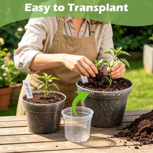 RooTrimmer 15 Pack 8/6/4 Inch Clear Nursery Pots with Drainage Hole, Transparent Plastic Plant pots, Sturdy Planting Starter Pots for Seedlings Herbs Flowers Vegetable (Clear-15P) - color: Clear, size: Mix 4/6/8 Inch 15 Pack