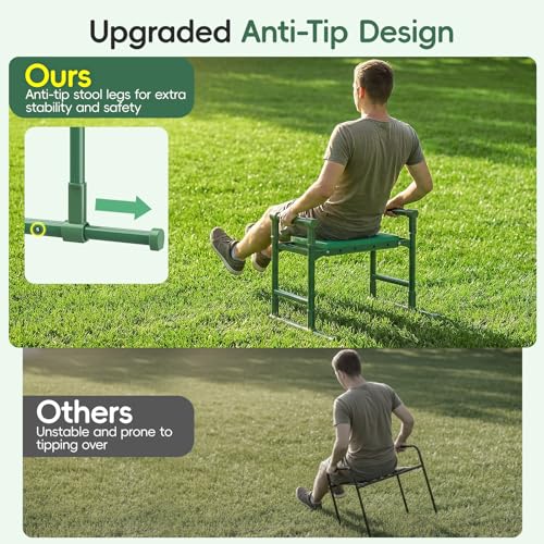 Housolution Garden Kneeler and Seat with Anti-Tipping Extendable Legs