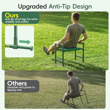 Housolution Garden Kneeler and Seat with Anti-Tipping Extendable Legs