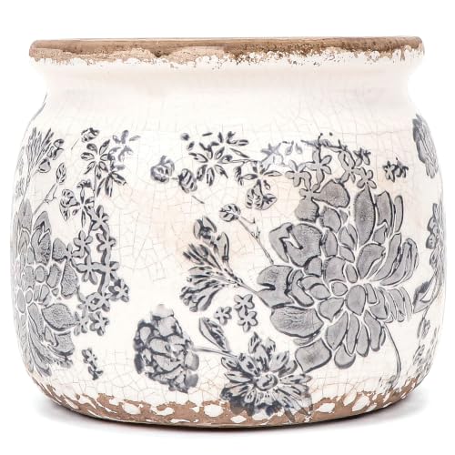 Dosayes Flower Pot,Vintage Ceramic Pot for Plant with Drainage Holes - color: Gray