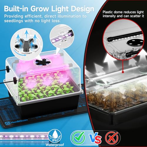 Hon&Guan 2-Pack 30-Cell Seed Starting Kits with Heat Mats and LED Lights - size: 2 Pack