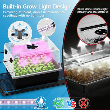 Hon&Guan 2-Pack 30-Cell Seed Starting Kits with Heat Mats and LED Lights - size: 2 Pack