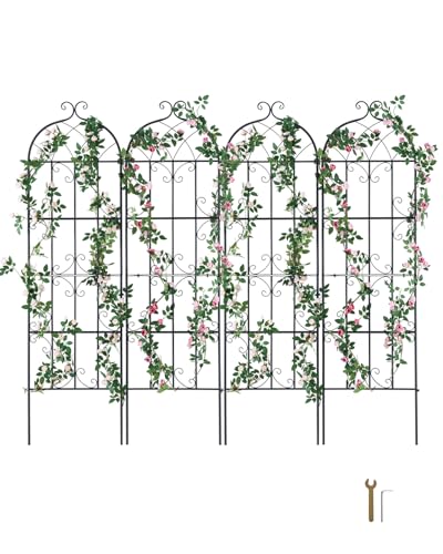 VEVOR 71 x 20 in, 4 Packs Rustproof Metal Garden Flower Trellis, Outdoor Climbing Rose & Cucumber Support, Decorative Clematis Trellis for Courtyards & Lawns - size: 71''Hx 20''W, style: 4Packs