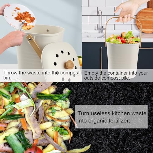 Compost Bin, LALASTAR Compost Bin Kitchen Counter with Lid, Made of Sustainable Bamboo Fiber, Odorless Indoor Compost Bin, 1 Gallon, Cream, Square - color: Cream-Square