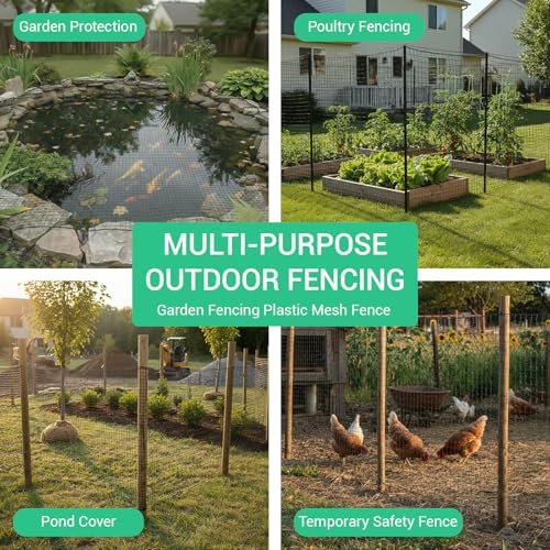 5.5ft*200ft Deer Fence Netting, Heavy Duty HDPE Mesh Animal Barrier, Black - size: 5.5ft*200ft
